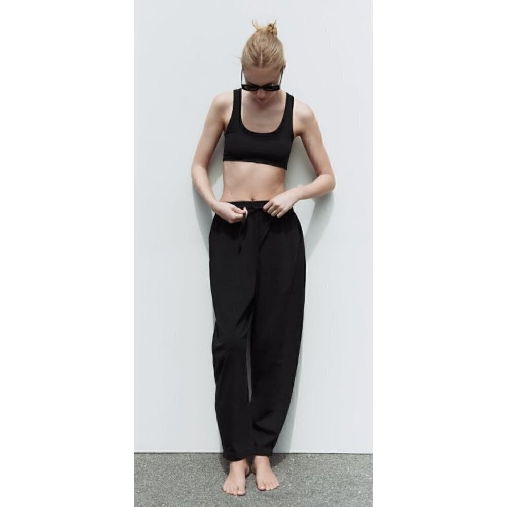 Zara Black High Rise Casual Jogger Sweatpants M